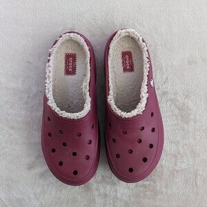 Crocs, fleece lined, red, size 7 women's